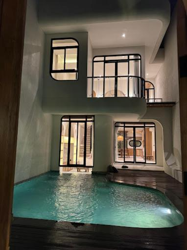 Private pool at night